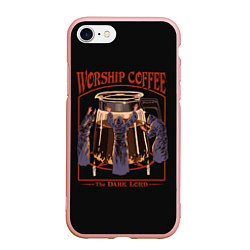 Чехол iPhone 7/8 матовый Worship Coffee, цвет: 3D-светло-розовый