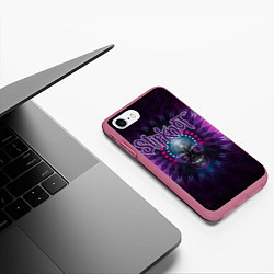 Чехол iPhone 7/8 матовый Slipknot: Neon Skull, цвет: 3D-малиновый — фото 2