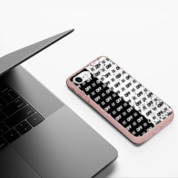Чехол iPhone 7/8 матовый Off-White: Black & White, цвет: 3D-светло-розовый — фото 2