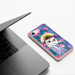 Чехол iPhone 7/8 матовый Скелекот, цвет: 3D-светло-розовый — фото 2