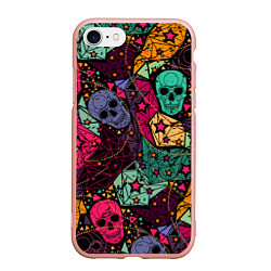 Чехол iPhone 7/8 матовый Маскарад черепов, цвет: 3D-светло-розовый