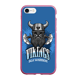 Чехол iPhone 7/8 матовый Viking: Sea Warrior, цвет: 3D-малиновый