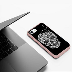 Чехол iPhone 7/8 матовый Diamond Skull, цвет: 3D-светло-розовый — фото 2
