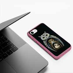 Чехол iPhone 7/8 матовый Сова-матрешка, цвет: 3D-малиновый — фото 2