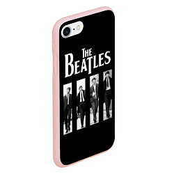 Чехол iPhone 7/8 матовый The Beatles: Black Side, цвет: 3D-светло-розовый — фото 2