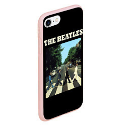 Чехол iPhone 7/8 матовый The Beatles: Abbey Road, цвет: 3D-светло-розовый — фото 2