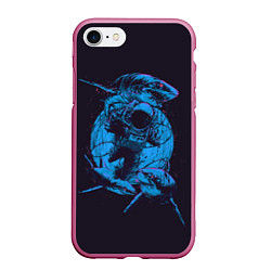 Чехол iPhone 7/8 матовый Dead Spaсe: Blue Style, цвет: 3D-малиновый