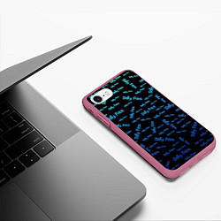 Чехол iPhone 7/8 матовый Sally Face: Blue Pattern, цвет: 3D-малиновый — фото 2