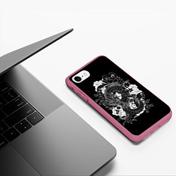 Чехол iPhone 7/8 матовый Японский дракон, цвет: 3D-малиновый — фото 2