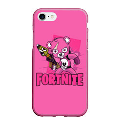 Чехол iPhone 7/8 матовый Fortnite, цвет: 3D-малиновый