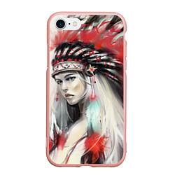 Чехол iPhone 7/8 матовый Индейская девушка, цвет: 3D-светло-розовый