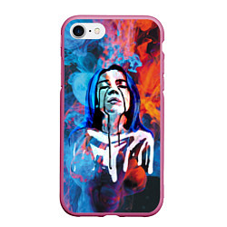 Чехол iPhone 7/8 матовый Billie Eilish: Colour Smoke, цвет: 3D-малиновый