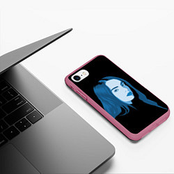 Чехол iPhone 7/8 матовый Billie Eilish: Blue Style, цвет: 3D-малиновый — фото 2