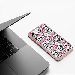 Чехол iPhone 7/8 матовый Черепа в розовых платках, цвет: 3D-светло-розовый — фото 2