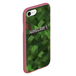 Чехол iPhone 7/8 матовый MINECRAFT FOREST, цвет: 3D-малиновый — фото 2