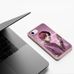 Чехол iPhone 7/8 матовый Lil Peep, цвет: 3D-светло-розовый — фото 2