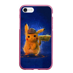 Чехол iPhone 7/8 матовый Pika Pika, цвет: 3D-малиновый