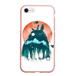 Чехол iPhone 7/8 матовый Лесной Тоторо, цвет: 3D-светло-розовый
