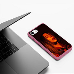 Чехол iPhone 7/8 матовый BILLIE EILISH: Red Mood, цвет: 3D-малиновый — фото 2