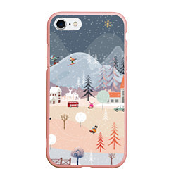 Чехол iPhone 7/8 матовый Новогодние каникулы, цвет: 3D-светло-розовый
