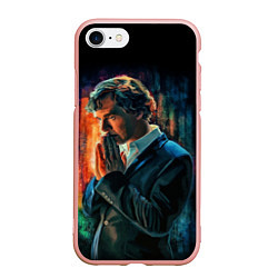 Чехол iPhone 7/8 матовый Sherlock, цвет: 3D-светло-розовый