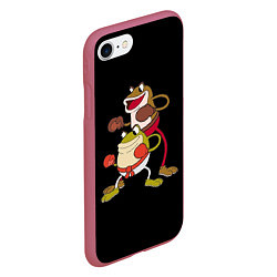 Чехол iPhone 7/8 матовый Cuphead - Рибби и Крокс, цвет: 3D-малиновый — фото 2