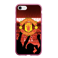 Чехол iPhone 7/8 матовый Manchester United, цвет: 3D-малиновый