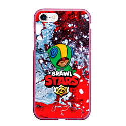 Чехол iPhone 7/8 матовый BRAWL STARS LEON, цвет: 3D-малиновый