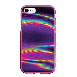 Чехол iPhone 7/8 матовый Разноцветные волнообразные, цвет: 3D-малиновый