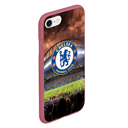 Чехол iPhone 7/8 матовый FC Chelsea, цвет: 3D-малиновый — фото 2