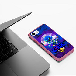 Чехол iPhone 7/8 матовый BRAWL STARS LEON WOLF, цвет: 3D-малиновый — фото 2