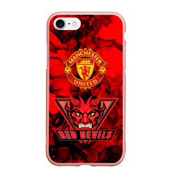 Чехол iPhone 7/8 матовый Manchester United, цвет: 3D-светло-розовый