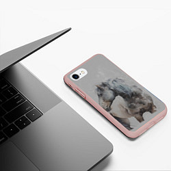Чехол iPhone 7/8 матовый Лошадь, цвет: 3D-светло-розовый — фото 2