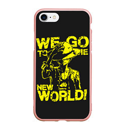 Чехол iPhone 7/8 матовый One Piece We Go World, цвет: 3D-светло-розовый