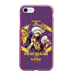 Чехол iPhone 7/8 матовый One Piece Trafalgar, цвет: 3D-малиновый