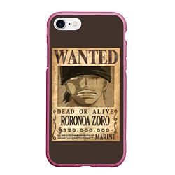 Чехол iPhone 7/8 матовый One Piece Wanted, цвет: 3D-малиновый