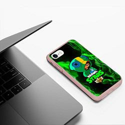 Чехол iPhone 7/8 матовый Brawl Stars LEON, цвет: 3D-светло-розовый — фото 2