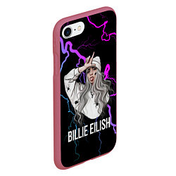 Чехол iPhone 7/8 матовый BILLIE EILISH, цвет: 3D-малиновый — фото 2