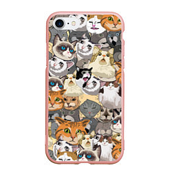 Чехол iPhone 7/8 матовый ALL CATS MEMES, цвет: 3D-светло-розовый