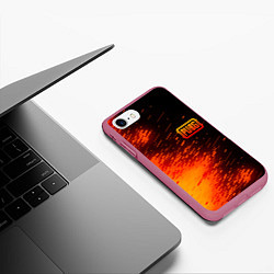 Чехол iPhone 7/8 матовый PUBG, цвет: 3D-малиновый — фото 2