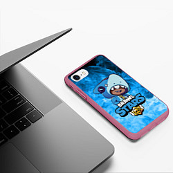 Чехол iPhone 7/8 матовый Brawl Stars LEON SHARK, цвет: 3D-малиновый — фото 2