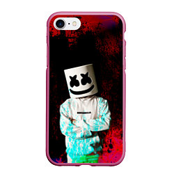 Чехол iPhone 7/8 матовый Marshmello, цвет: 3D-малиновый