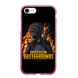 Чехол iPhone 7/8 матовый PUBG, цвет: 3D-малиновый