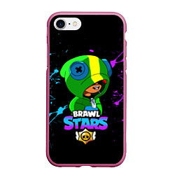 Чехол iPhone 7/8 матовый Brawl Stars LEON, цвет: 3D-малиновый