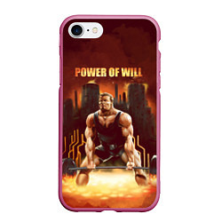 Чехол iPhone 7/8 матовый Power of will, цвет: 3D-малиновый