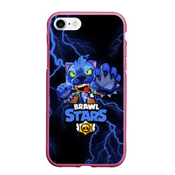 Чехол iPhone 7/8 матовый Brawl Stars LEON, цвет: 3D-малиновый