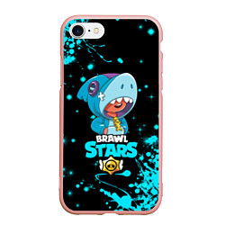 Чехол iPhone 7/8 матовый BRAWL STARS LEON SHARK, цвет: 3D-светло-розовый