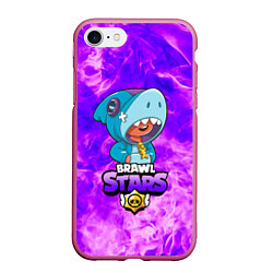 Чехол iPhone 7/8 матовый BRAWL STARS LEON SHARK, цвет: 3D-малиновый