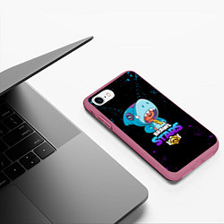 Чехол iPhone 7/8 матовый BRAWL STARS LEON SHARK,, цвет: 3D-малиновый — фото 2
