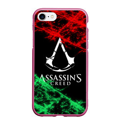 Чехол iPhone 7/8 матовый Assassin’s Creed: Red & Green, цвет: 3D-малиновый